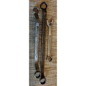 Lot of 3 VTG Barcalo Buffalo Steel 2 Offset Box End Wrench & 1 Reg. Wrench USA